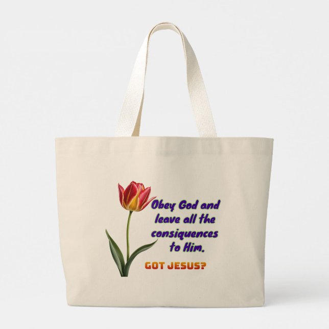 Bolso De Tela Gigante Obedecer a Dios (Reverso)