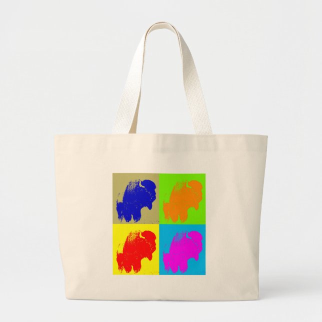 Bolso De Tela Gigante Obra de arte retro pop Bison Buffalo (Frente)