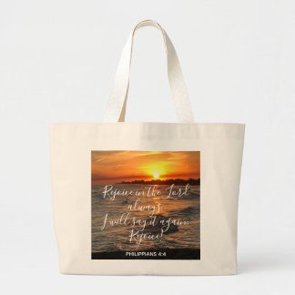 Bolso De Tela Gigante Ocean Sunset, con Scripts Verse Philippians 4:4