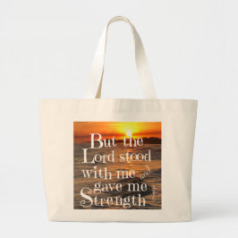 Bolso De Tela Gigante Ocean Sunset, con Scripture Verse Timothy 4:17