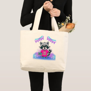 Bolso De Tela Gigante Ochenta Música Encantadora De Raccoon Con Cinta Ca