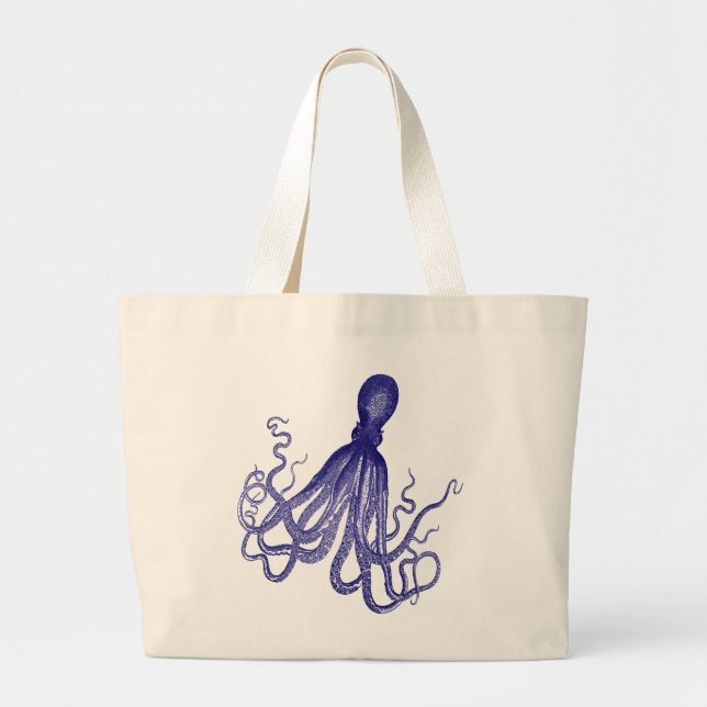 Bolso De Tela Gigante Octopus azul 5 (Frente)