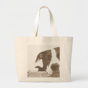 Bolso De Tela Gigante Odia el acto, no la raza pitbull sepia amistoso