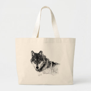 Bolso De Tela Gigante Ojos de lobo Inspirador blanco negro
