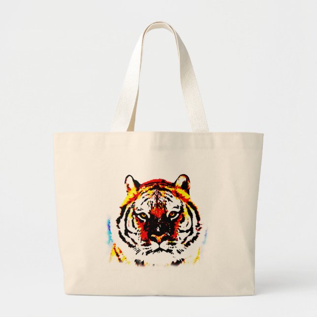 Bolso De Tela Gigante Ojos de tigre salvajes (Frente)