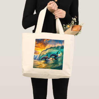 Bolso De Tela Gigante Orcas En Surf Design Por Rich AMeN Gill