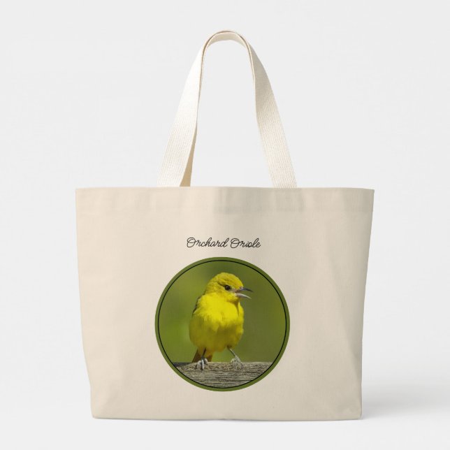 Bolso De Tela Gigante Orchard Oriole, mujer en primavera, foto original (Reverso)