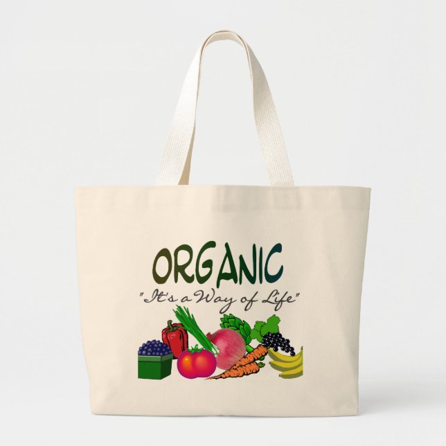 Bolso De Tela Gigante ORGÁNICO "es una manera de vida"--regalos (Frente)