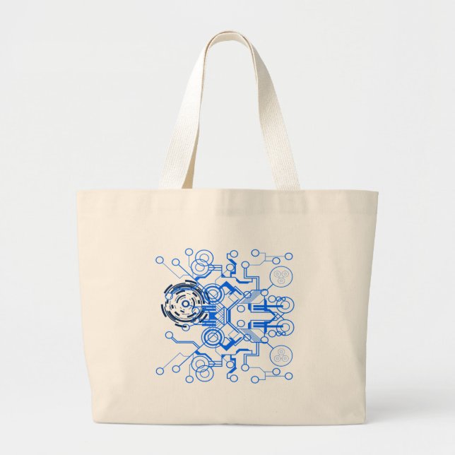 Bolso De Tela Gigante organigrama azul claro del circuitboard (Frente)