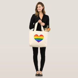 Bolso De Tela Gigante Orgullo Corazón de Crayon Arcoiris Bandera LGBT Co