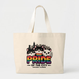 Bolso De Tela Gigante Orgullo de Chicago City Illinois Bandera Arcoiris