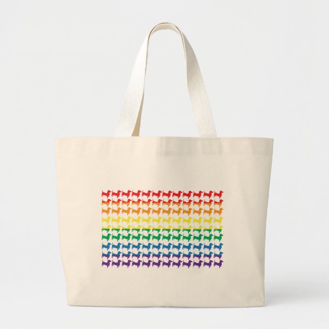 Bolso De Tela Gigante Orgullo gay Arcoiris Dachshunds (Frente)