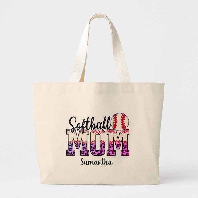 Bolso De Tela Gigante Orgullosa vida de mamá de Softball (Frente)
