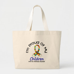 Bolso De Tela Gigante Orgulloso de mis niños con y sin autismo
