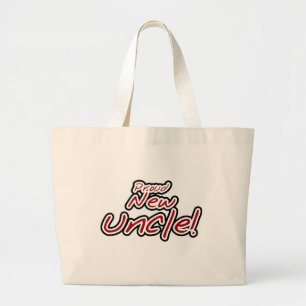 Bolso De Tela Gigante Orgulloso nuevo tío - Texto rojo y negro