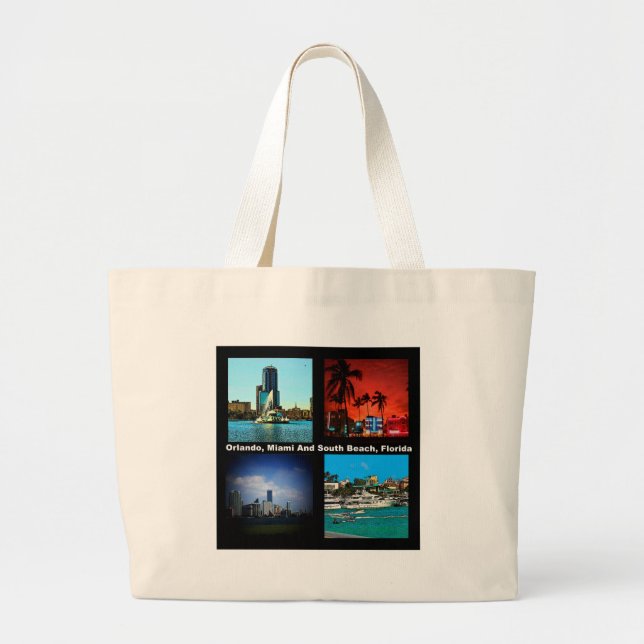 Bolso De Tela Gigante Orlando, Miami, South Beach Collage (Frente)
