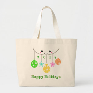 Bolso De Tela Gigante Ornamentos de caras felices con fecha