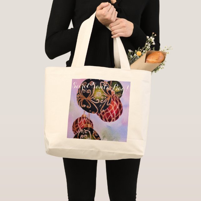 BOLSO DE TELA GIGANTE ORNATE ORLD CHRISTMAS ORNAMENTES SECRET SANTA (Anverso (producto))