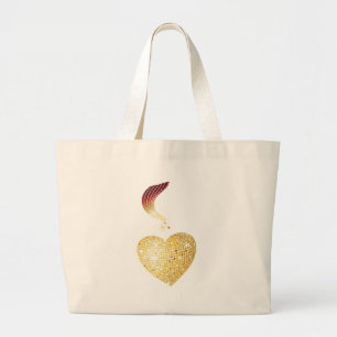 Bolso De Tela Gigante Oro Disco Ball Heart