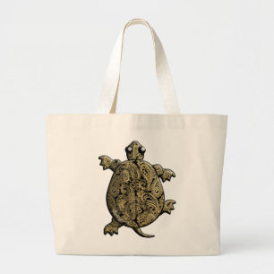 Bolso De Tela Gigante Oro Paisley negra ClimbingTurtle