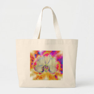 Bolso De Tela Gigante Orquídea de Fuego Rosa, floros de acuarela surreal
