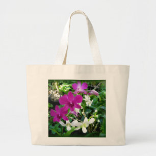 Bolso De Tela Gigante Orquídeas magentas
