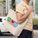 Bolso De Tela Gigante Ortopedia de amor por la paz<br><div class="desc">Los Ortopédicos del Amor de la Paz están presentes. Un lindo regalo de Navidades para un cirujano ortopédico u ortopedista que trabaja con el sistema musculoesquelético y pacientes que necesitan cirugía de hombro y cadera. Una señal de paz, un corazón y un esqueleto para mostrar los huesos de la especialidad....</div>