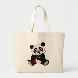 Bolso De Tela Gigante Oso de panda divertido que maneja el Clarinet rojo