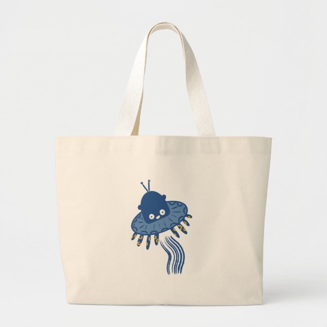 Bolso De Tela Gigante OVNI azul kawaii (Frente)