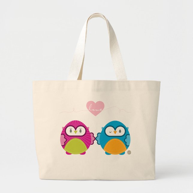 Bolso De Tela Gigante OWL LOVE :: chica brillante + niño (Frente)