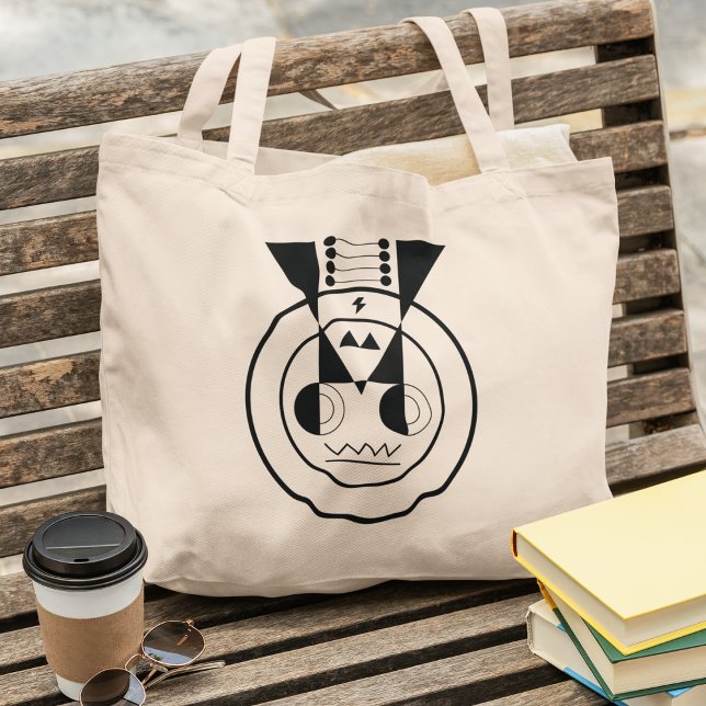 Bolso De Tela Gigante Ox Zodiac Canvas - Diseño de Geometría Animal Ushi (Rooted in calm - your zodiac tote, paired with books and a warm brew.)