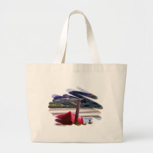 BOLSO DE TELA GIGANTE PAISAJE DE BOTE Y MONTAÑA
