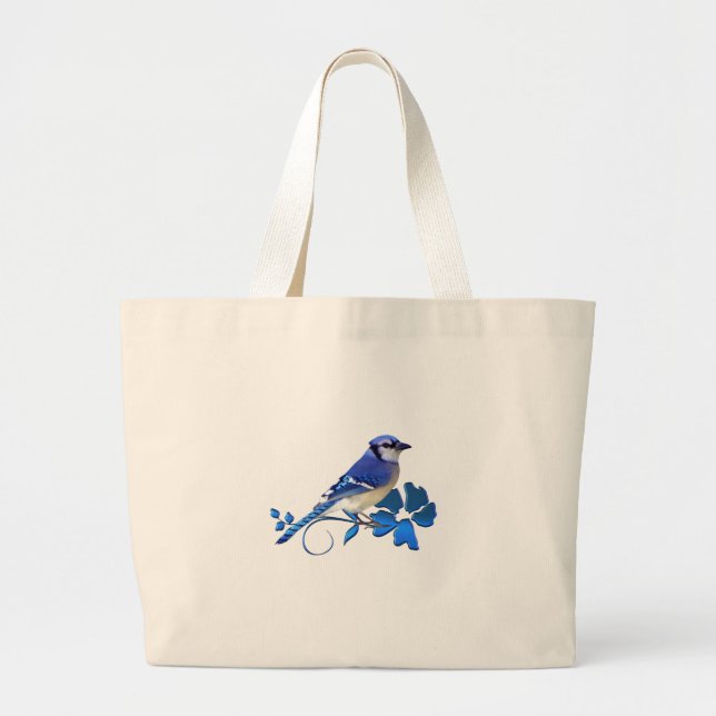 Bolso De Tela Gigante Pájaro del arrendajo azul (Frente)