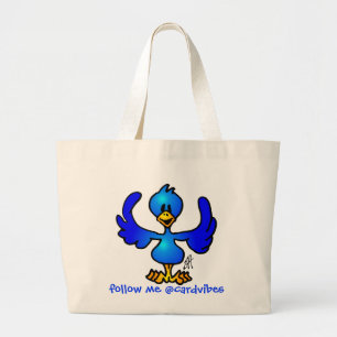 Bolso De Tela Gigante Pájaro del azul de Twittering