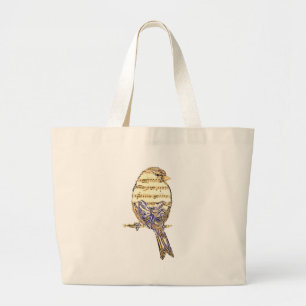 Bolso De Tela Gigante Pájaro Lindo con Notas Musicales Personalizar 