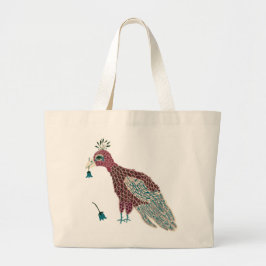 Bolso De Tela Gigante Pájaro rojo con flores