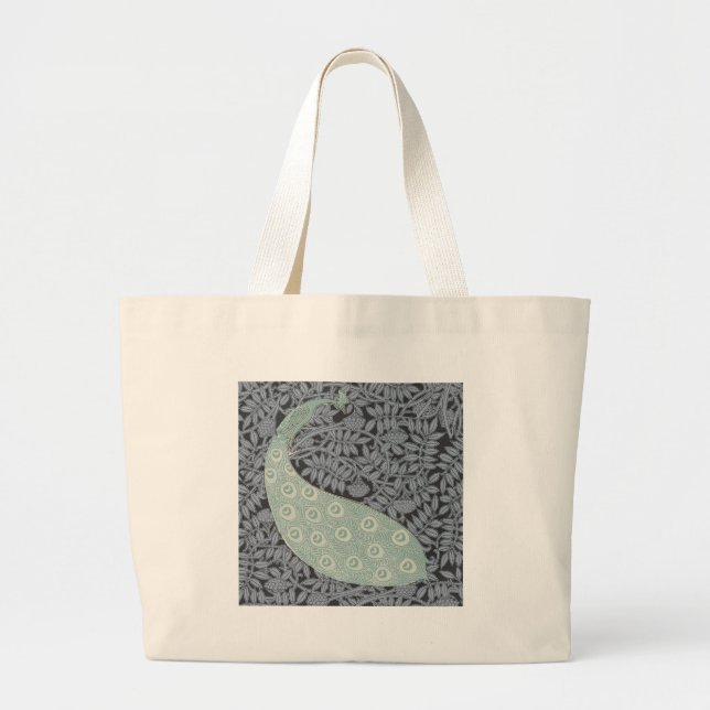 Bolso De Tela Gigante Pájaro Vintage clásico de Peacock Art Nouveau (Frente)