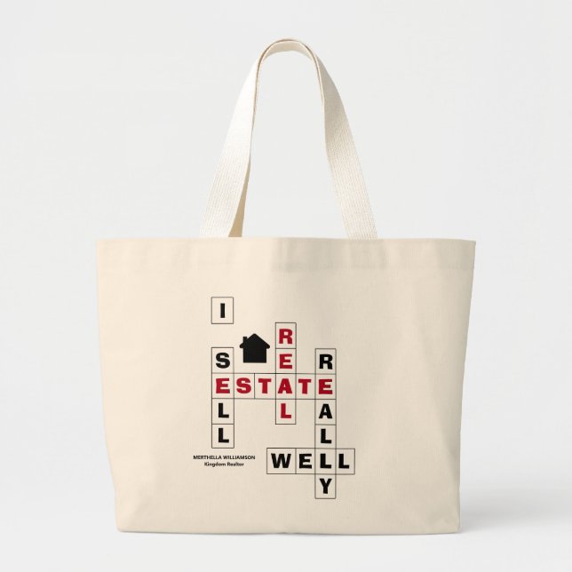 Bolso De Tela Gigante Palabra de cruz elegante VENDO BIENES INMOBILIARIO (Frente)