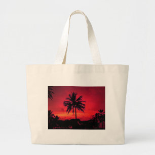 Bolso De Tela Gigante Palm Trees Exóticas Rojas de Hawaii Sunset