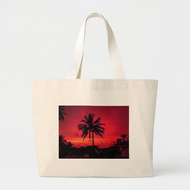 Bolso De Tela Gigante Palm Trees Exóticas Rojas de Hawaii Sunset (Frente)