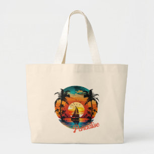 Bolso De Tela Gigante Palmeras Tropical Sunset Sailing Beach