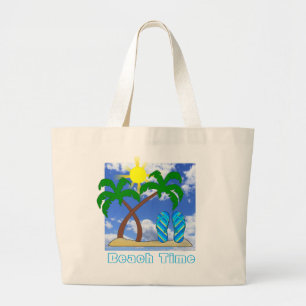 Bolso De Tela Gigante Palmeras y Flops Beach Tote Bag