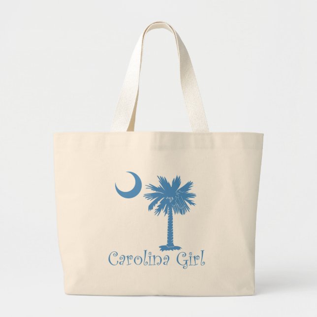 Bolso De Tela Gigante Palmetto azul claro del chica de Carolina (Frente)