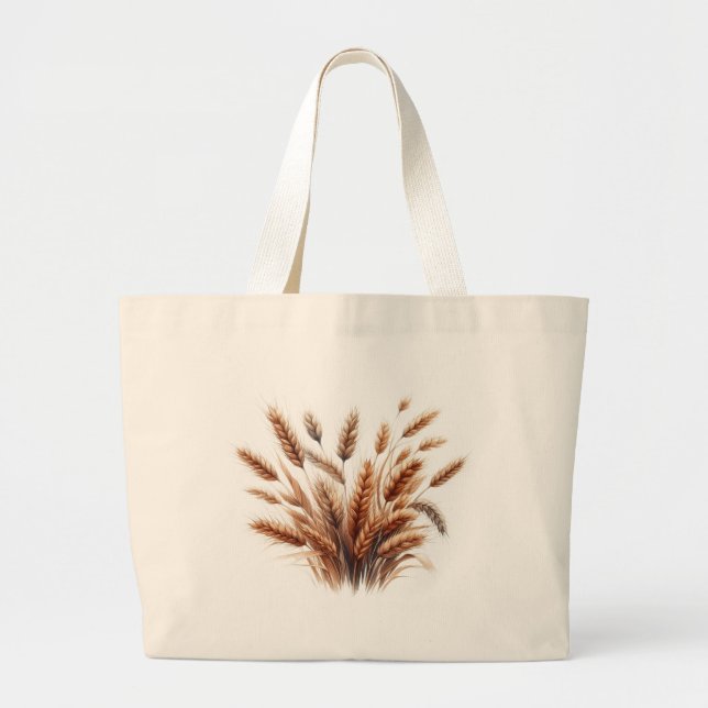 Bolso De Tela Gigante Pampas Grass Modern Boho Floral para otoño y otoño (Frente)