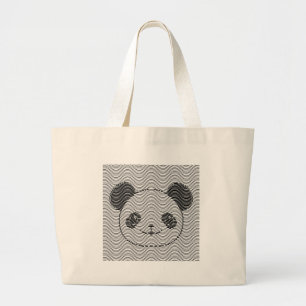 Bolso De Tela Gigante Panda Bear Face On Wave Pattern