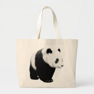 Bolso De Tela Gigante Panda blanco y negro