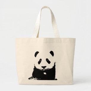Bolso De Tela Gigante Panda blanco y negro