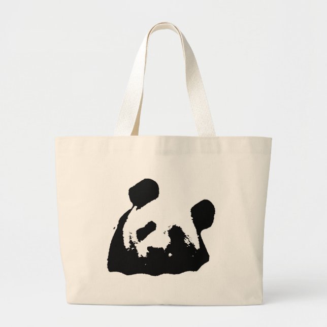 Bolso De Tela Gigante Panda de arte pop blanco negro (Frente)