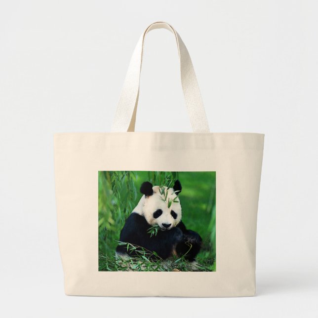 Bolso De Tela Gigante Panda Eating Leaves (Frente)