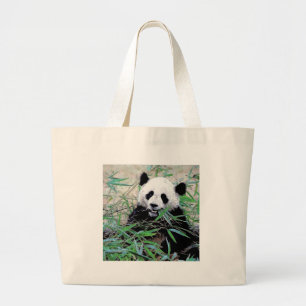 Bolso De Tela Gigante Panda Eating Leaves